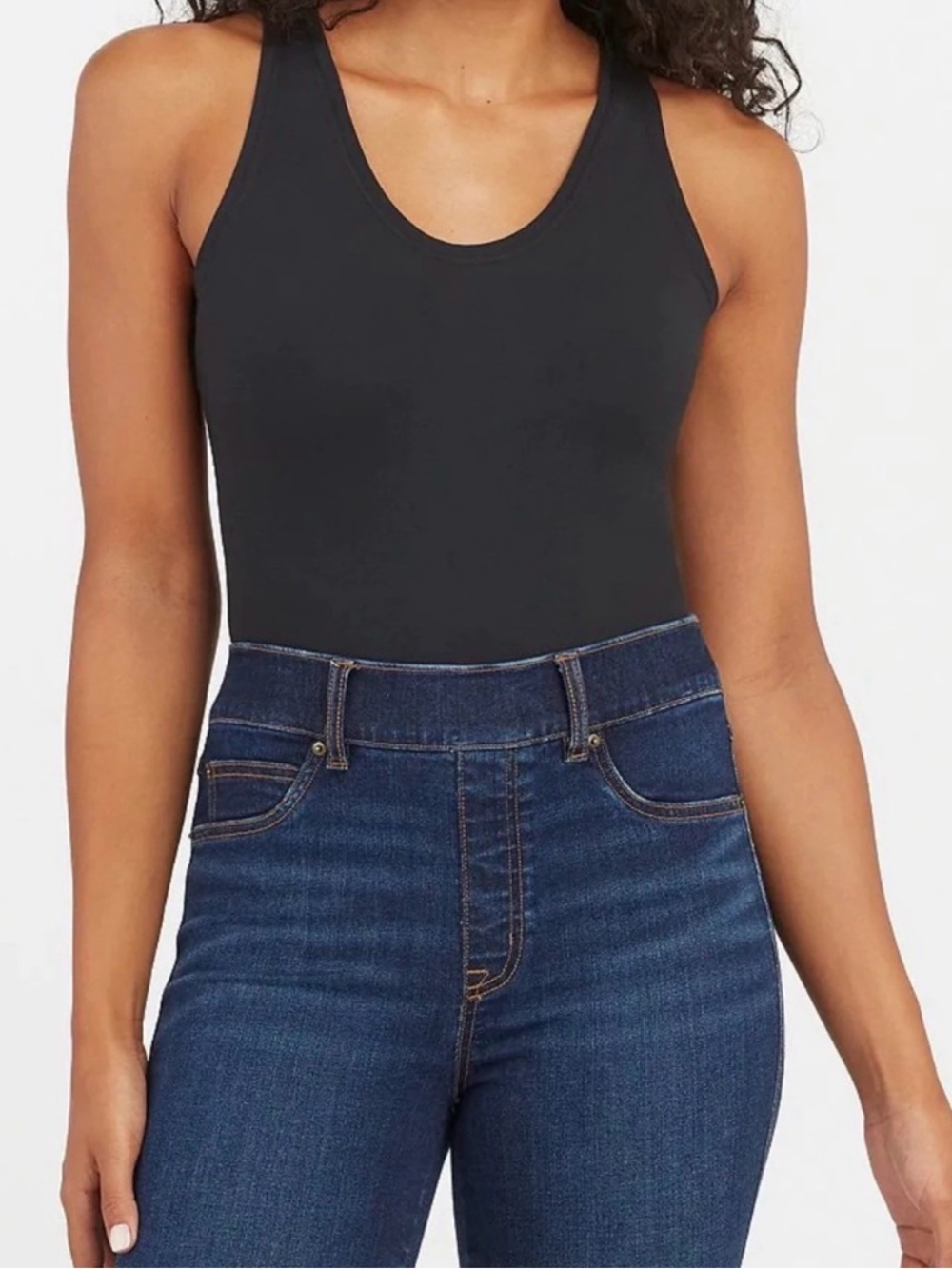Spanx Suit Yourself Scoop Neck Tank Bodysuit in Black Women's XL